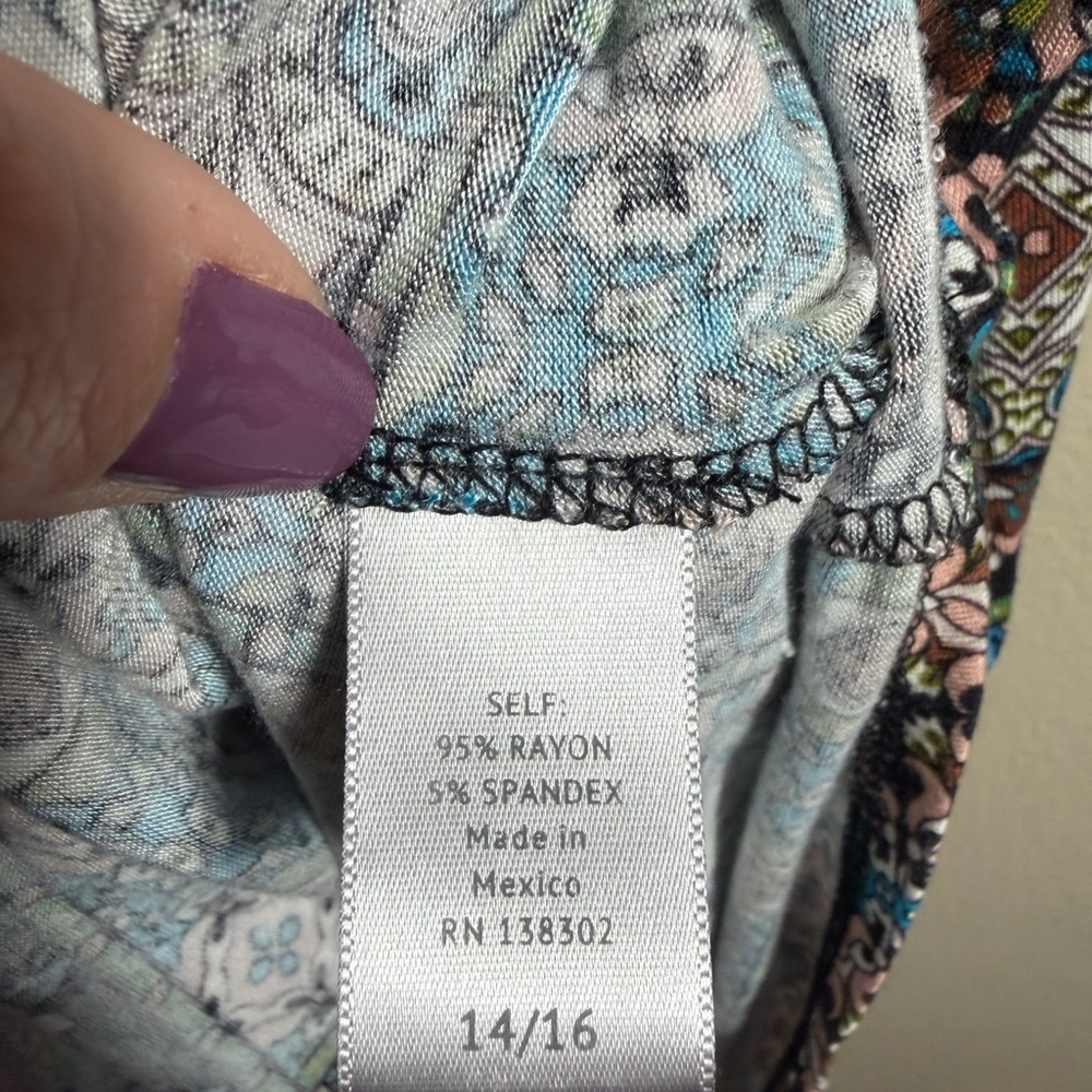 Avenue Cold Shoulder Boho Mosaic Print Top Size 14/16 - Picture 4 of 5
